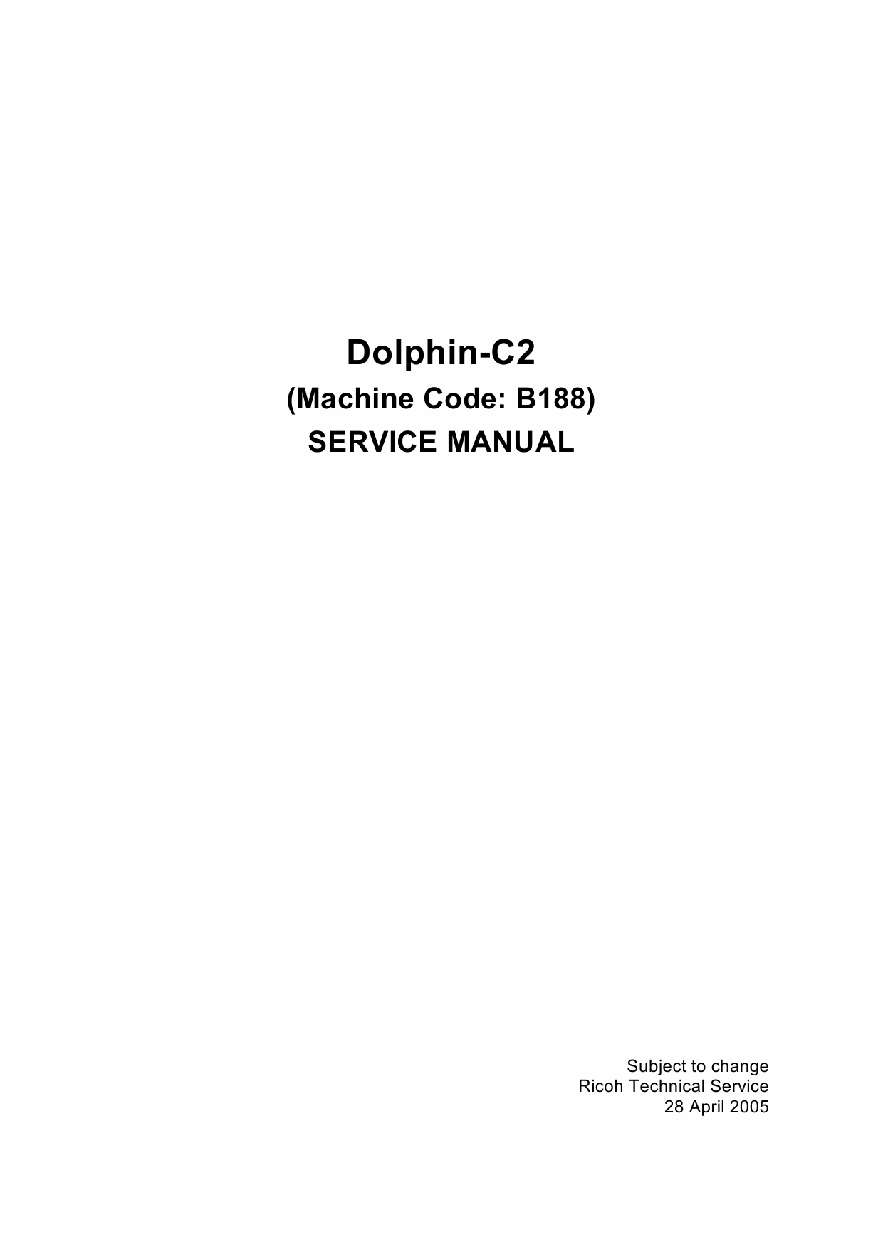 RICOH Aficio 480W B188 Service Manual-1